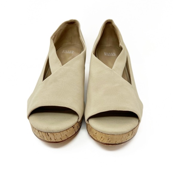 Eileen Fisher Platform Cork Wedge Sandals - Picture 7 of 12